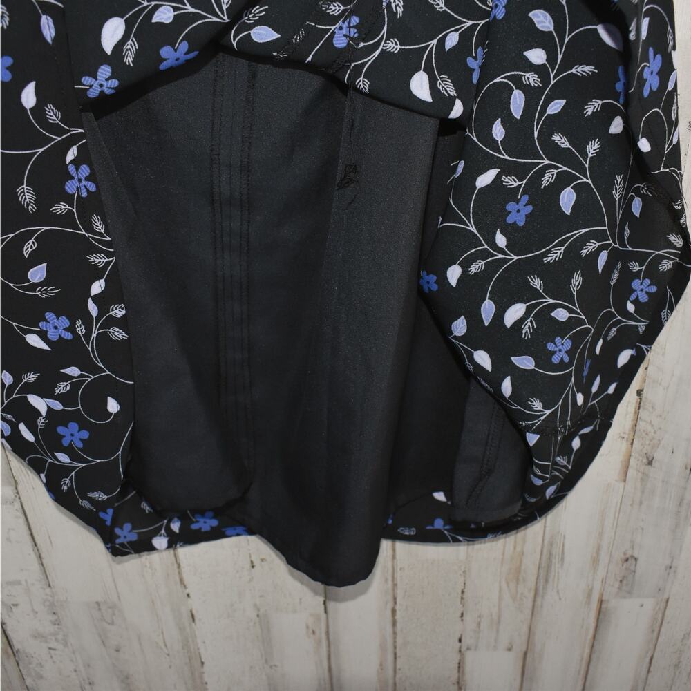 Vintage Floral Maxi Skirt Medium Black Blue Flowy 90s Dark Grunge Whimsigoth M - Picture 4 of 8